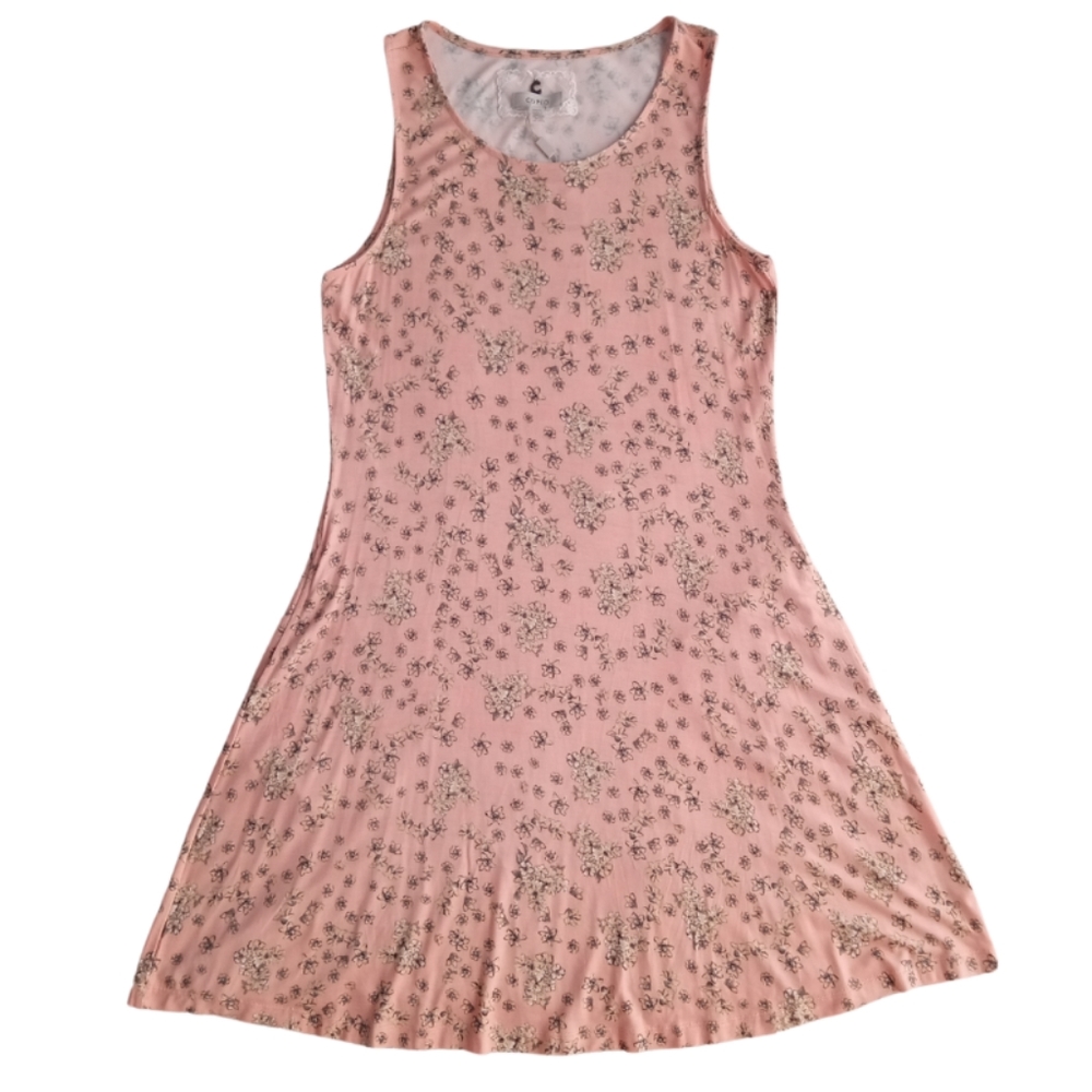 CUPIO Floral Trapeze Sun Dress Pockets